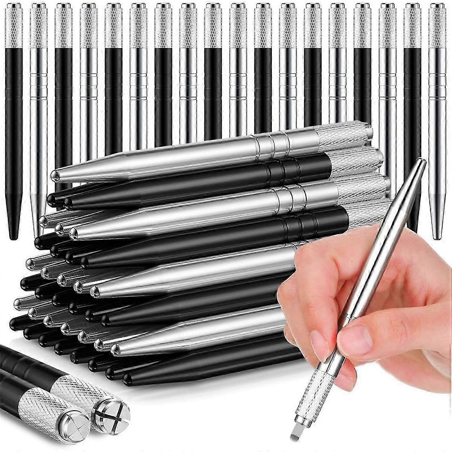 50 Count Microblading Pens Manual Eyebrow Pencils Microblading Supplies Aluminum Microblading Hand Tools for Cosmetics C