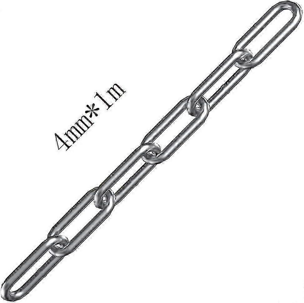 2025 Strong And Heavy Duty 304 Stainless Steel Chain With Welded Steel Links For Fence, Walking And Dog Chain, Drying Chain, Max Load 200kg, 4mm - 1 M