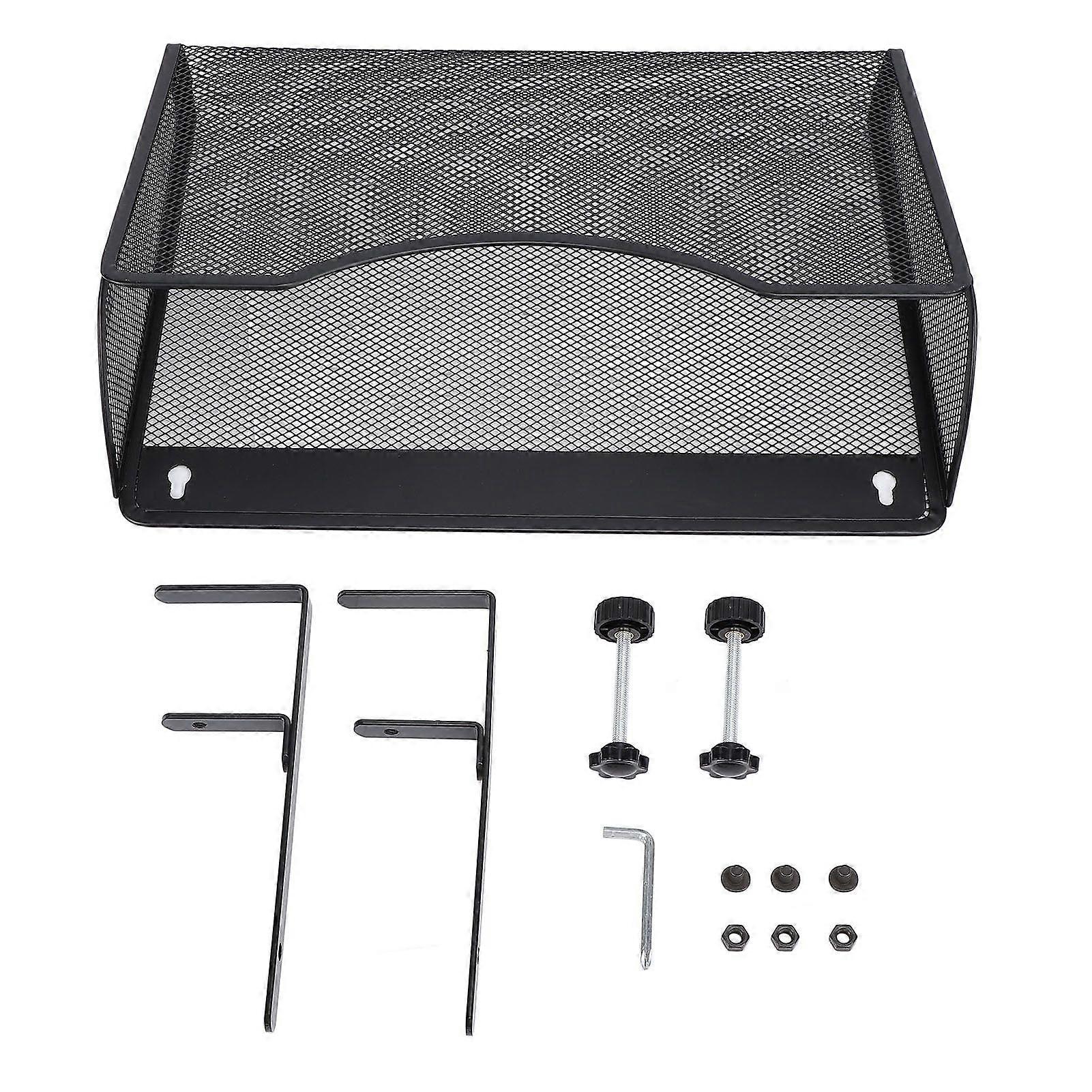 Hanging Desk Organizer Adjustable Carbon Steel and PP Desk Side Storage Organizer for Office Black