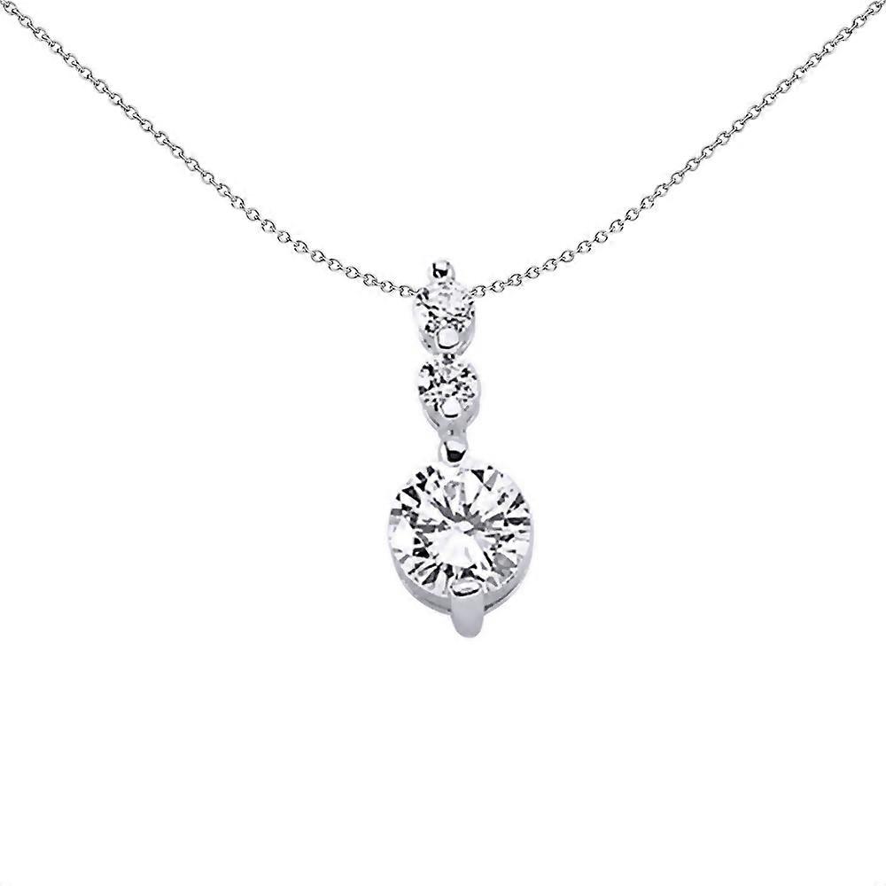 Jewelco London 女士纯银立方氧化锆三部曲吊坠项链 18 英寸
