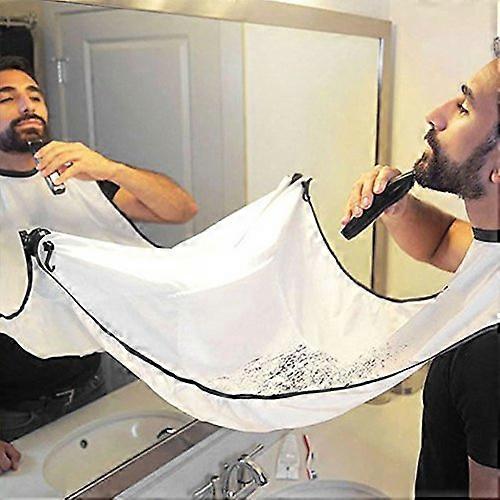 Barber Bib for Shaving Beard Protection Suction Cup Attachment White
