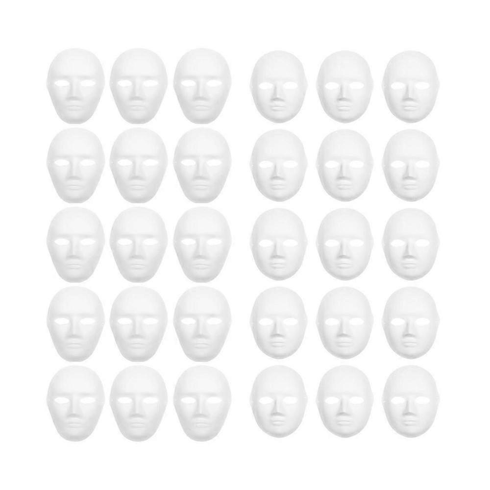 30-Pack Paper Mache Masks in 2 Sizes for Artistic Craft and Theater Projects