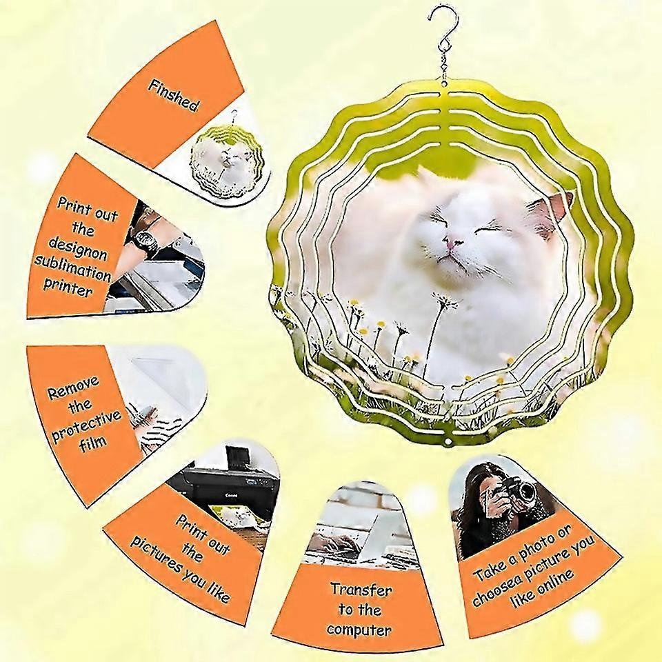 For 4 Pack 8 Inch Sublimation Wind Spinner Blanks