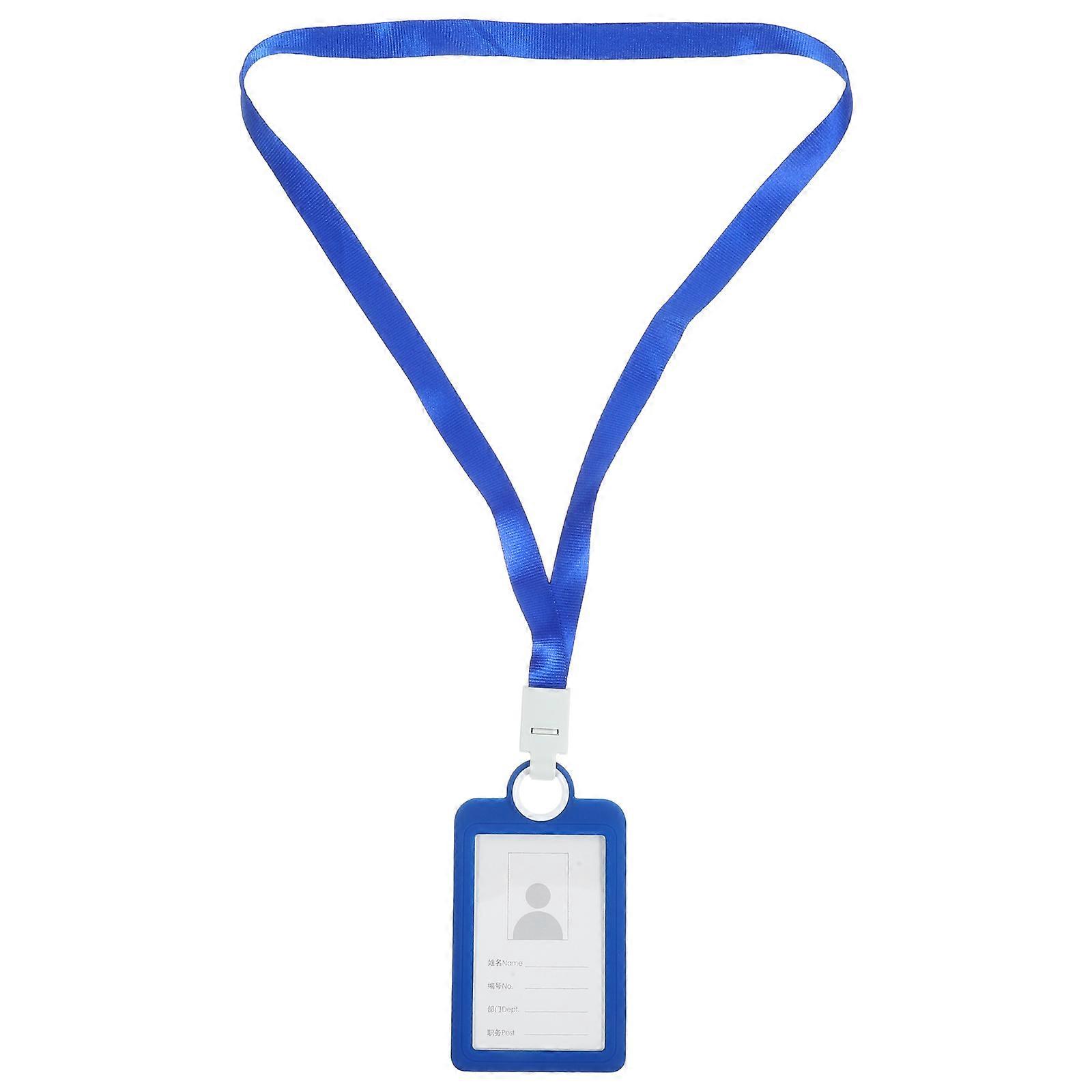 Lanyard Card Holder for Protection Use Soft Silicone Office Card Holder Blue