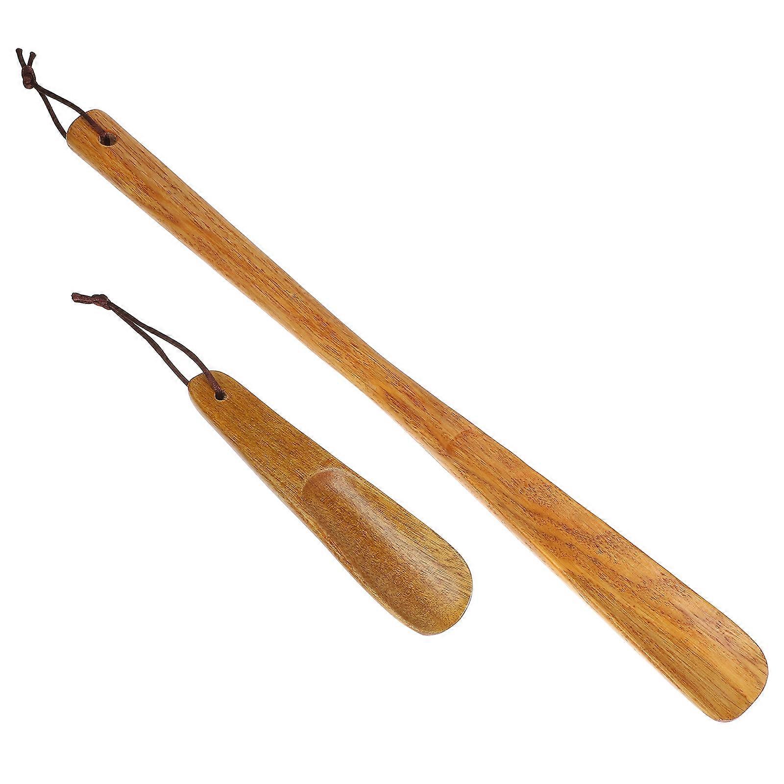 Shoe Horn Set with Long Handle for Convenient Use 6Pcs Beige Wooden Shoehorns