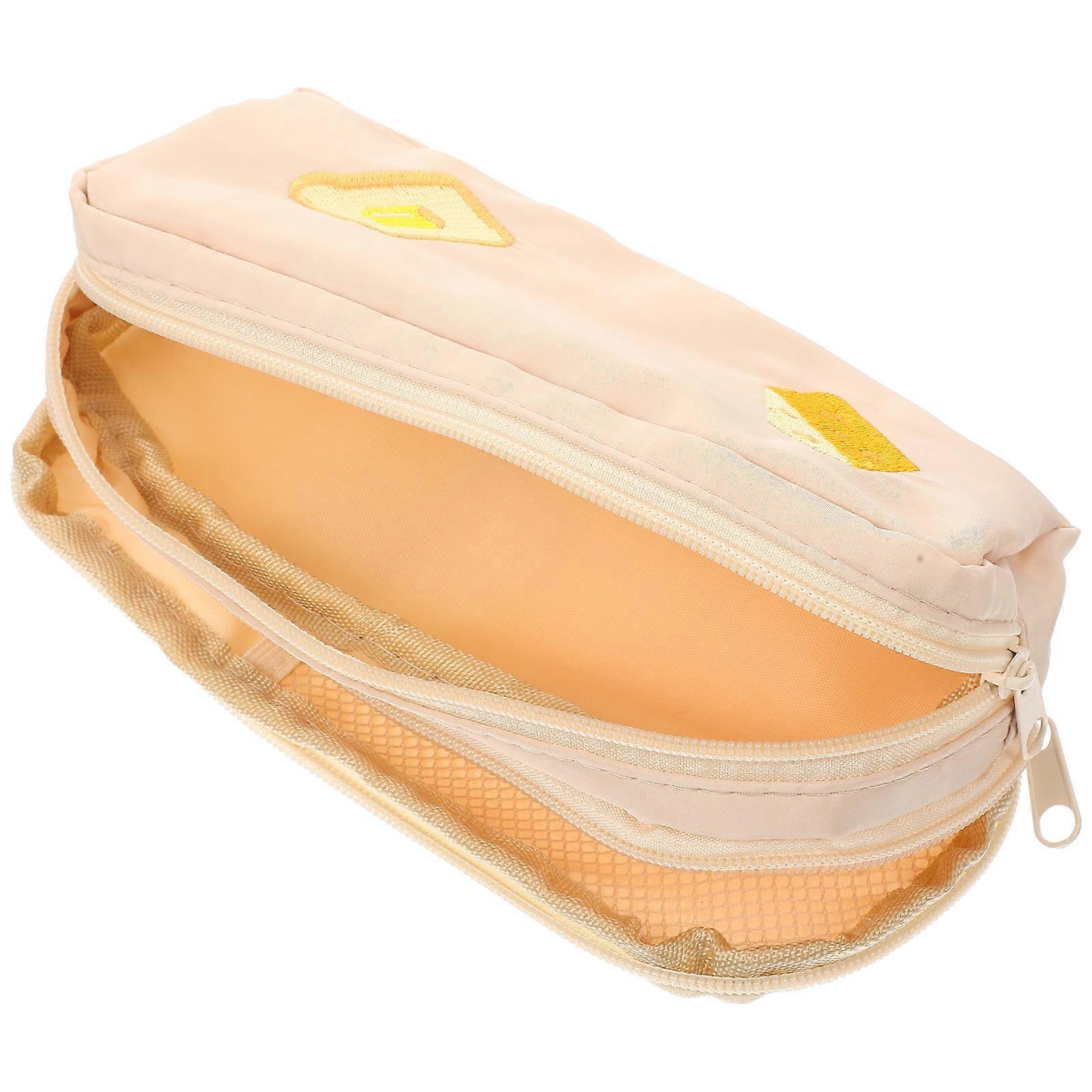 Multi-Function Pencil Bag Portable Pen Bag for School Use 3Pcs Khaki Color