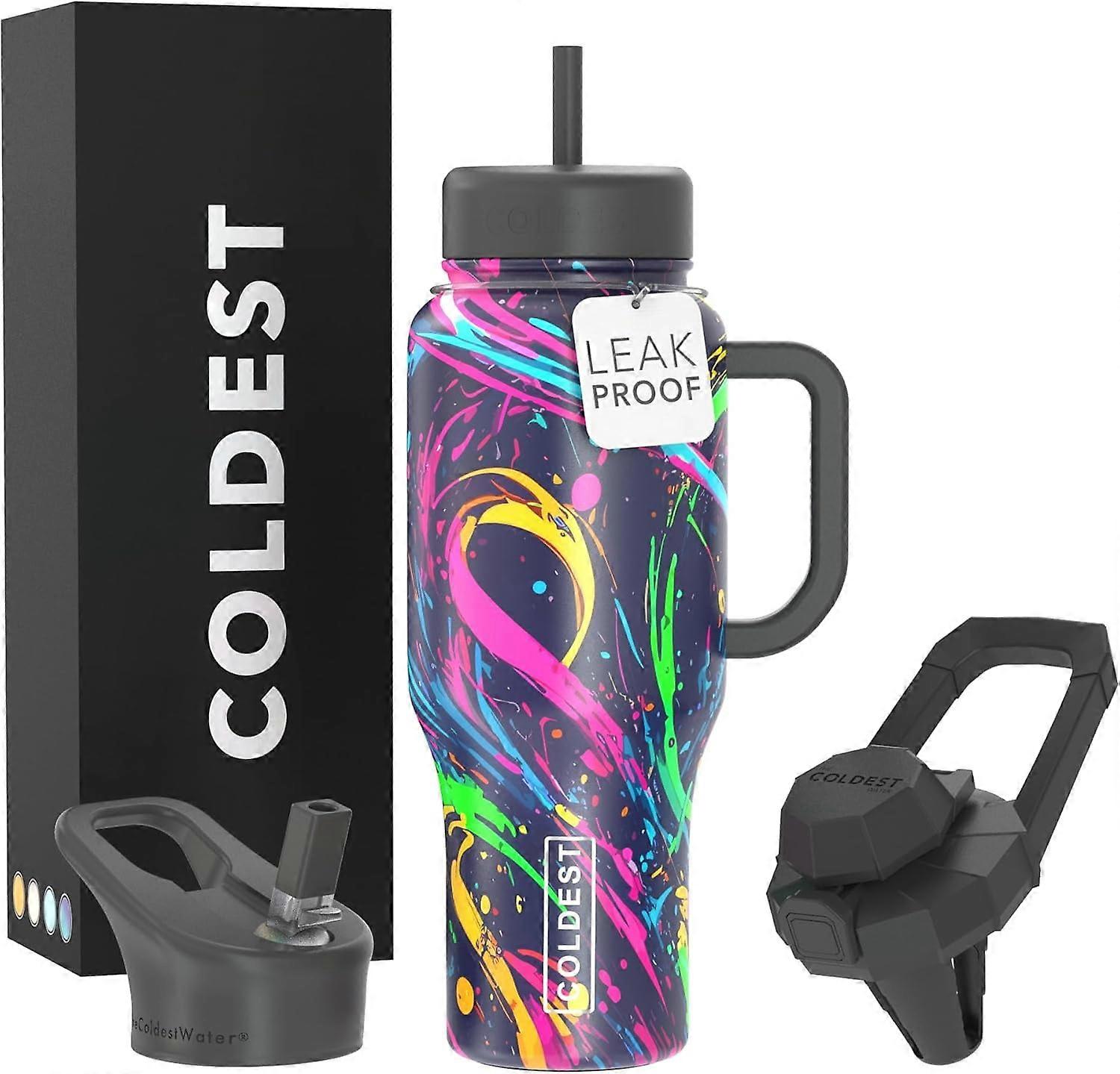 Limitless Tumbler with Handle and Straw | 100% Leakproof Insulated Tumber | Keeps Ice 36+ Hours | Cup Holder Friendly Base | Includes 3 Lids