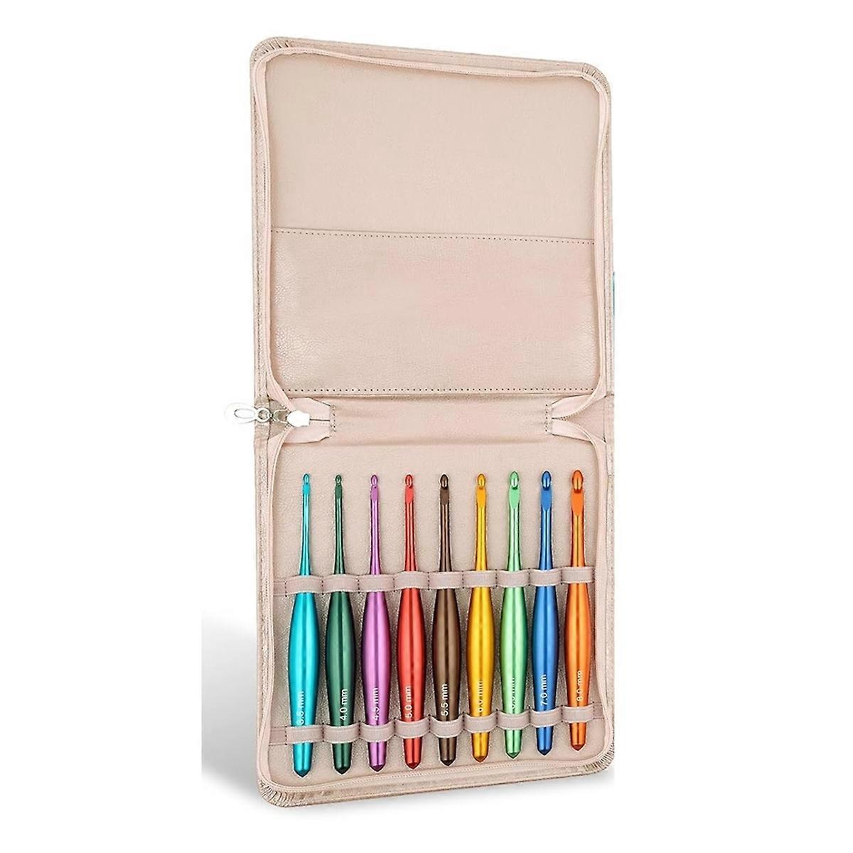 Uncinetti ergonomici, 9 pezzi, in alluminio lucidato a mano