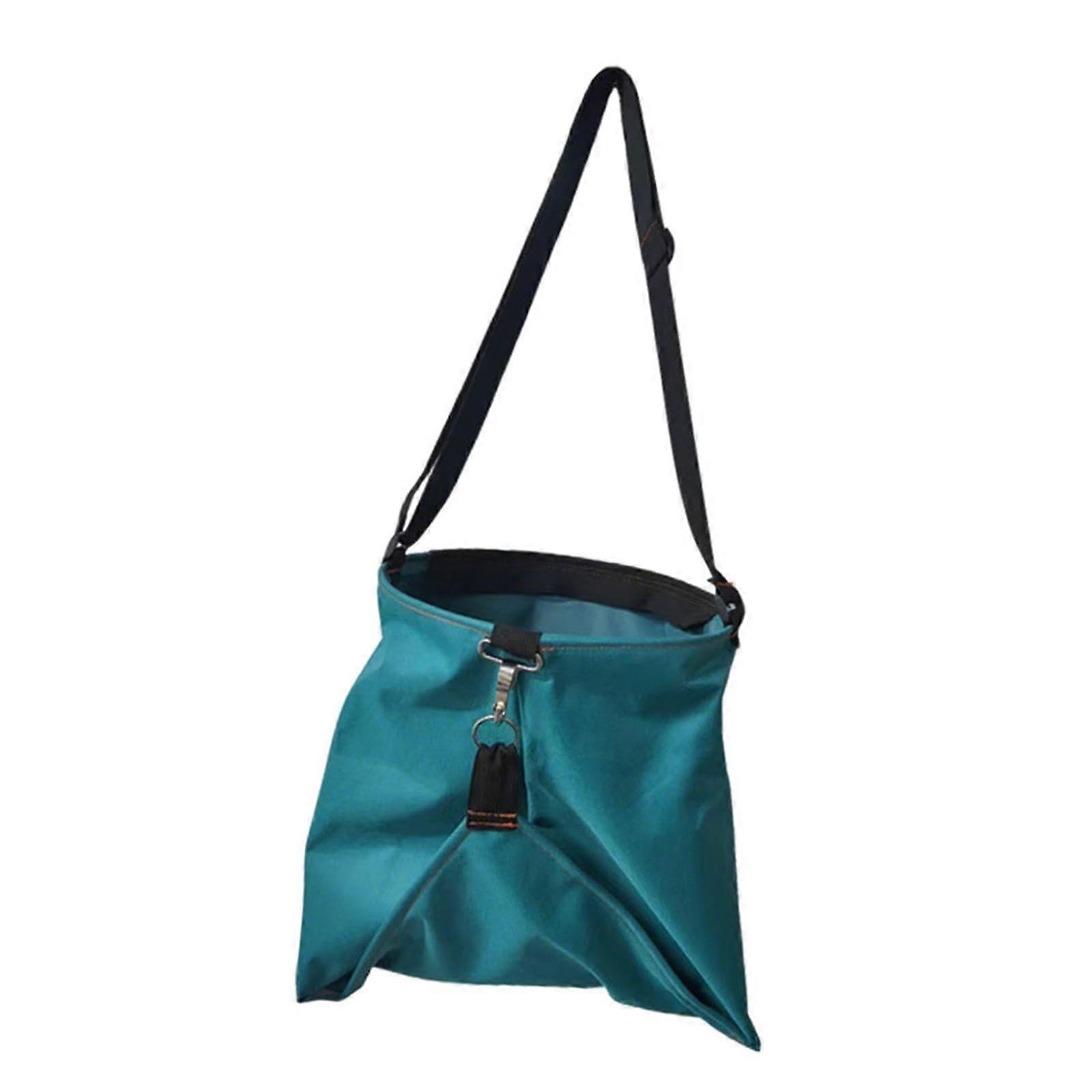 Large Fruit Picking Bag with Adjustable Strap, Lightweight Oxford Cloth Garden Apron Storage Pouch in Green