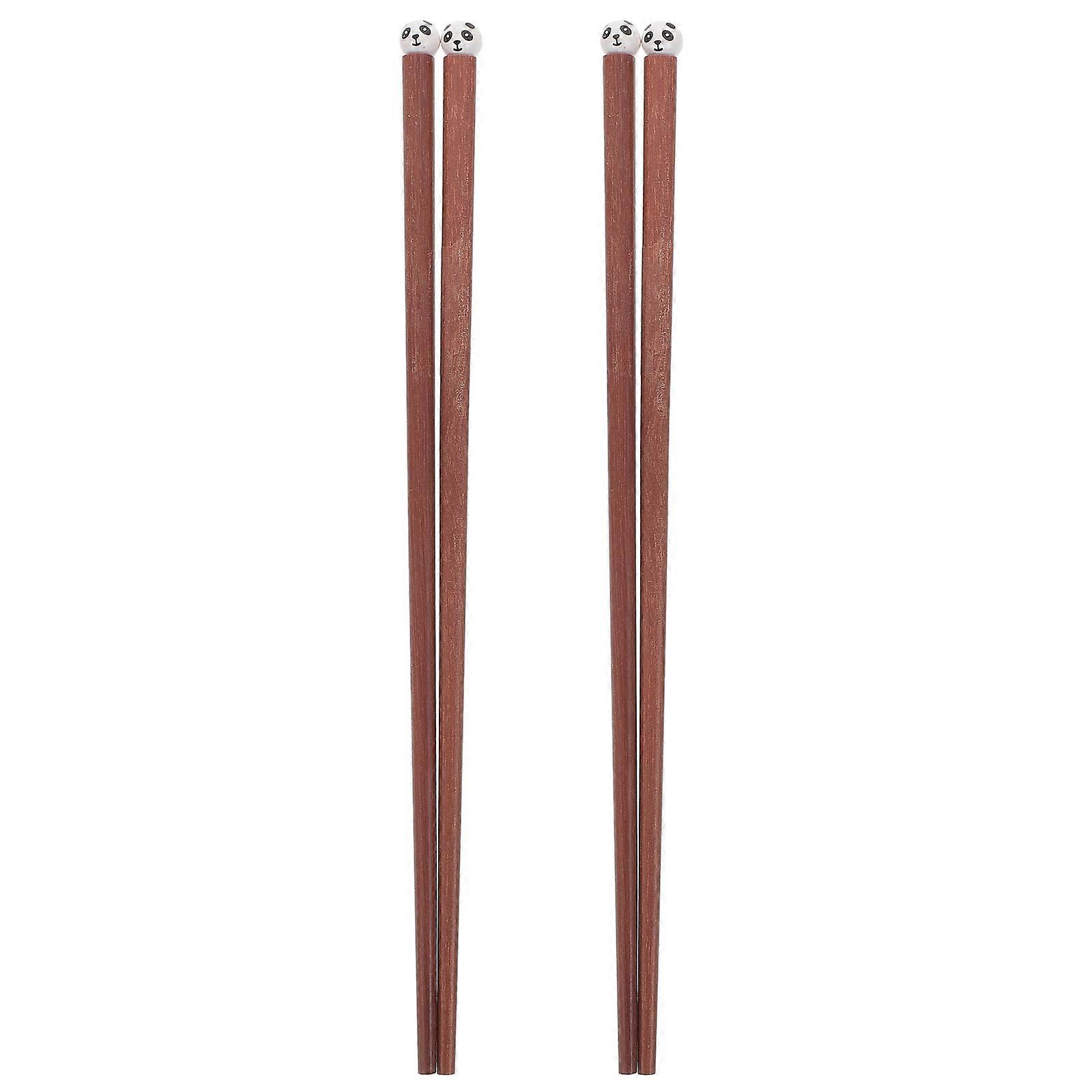 Beginner Chopsticks Wood Cartoon Reusable Non-slip Tableware 24.50X0.80X0.80 Cm 2 Pairs
