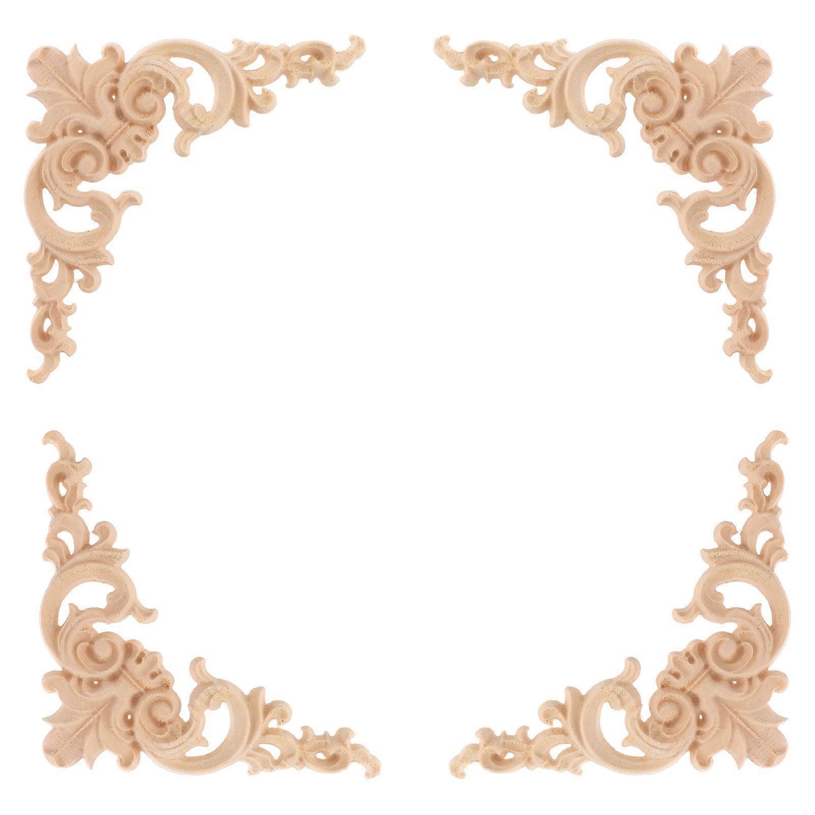 Khaki Solid Wood Wood Carved Corner for Decorating 4Pcs Applique Frames