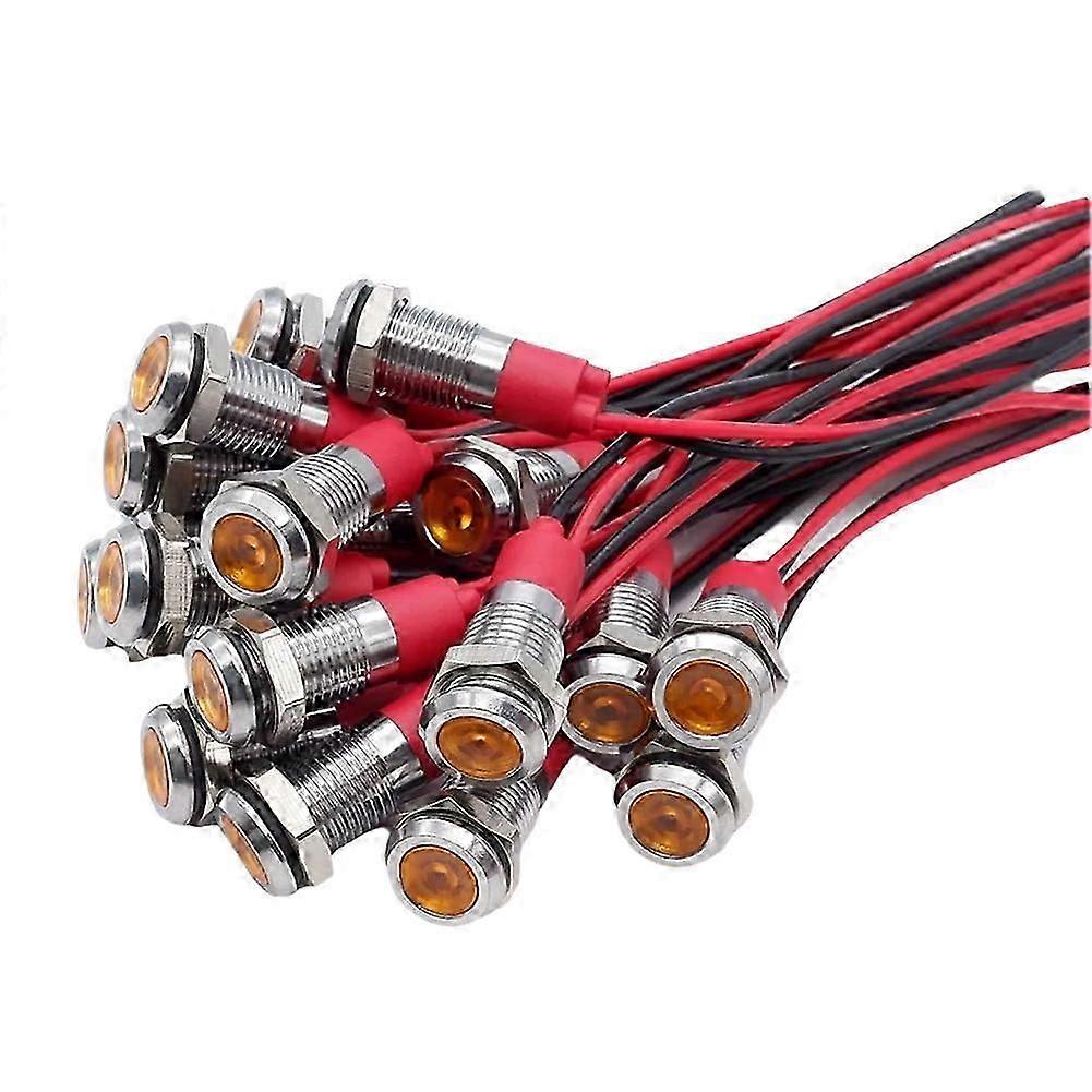 20Pcs 6mm Metal LED Warning Indicator Light Signal Lamp Orange