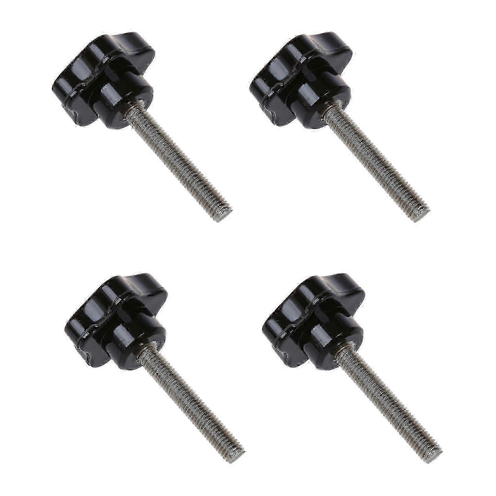 Black and Silver Tone Star Hand Knobs M8 Thread 50mm Length 4 Pack Replacement Screws for Tightening
