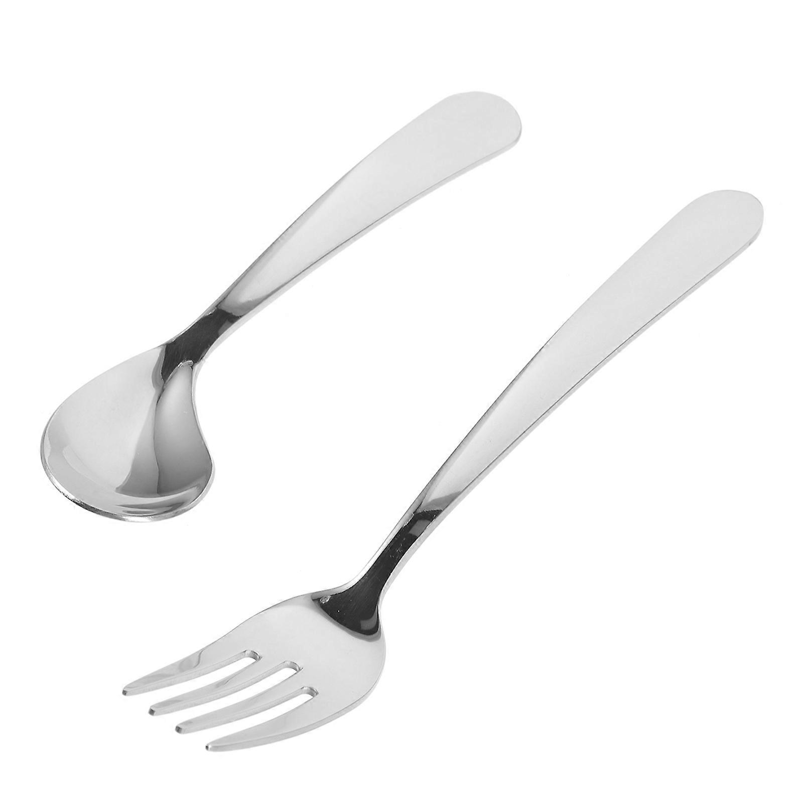 Angled Spoon And Fork Set For Patients Applicable At Mealtimes With Stainless Steel Material And Comfortable Design 2 Sets