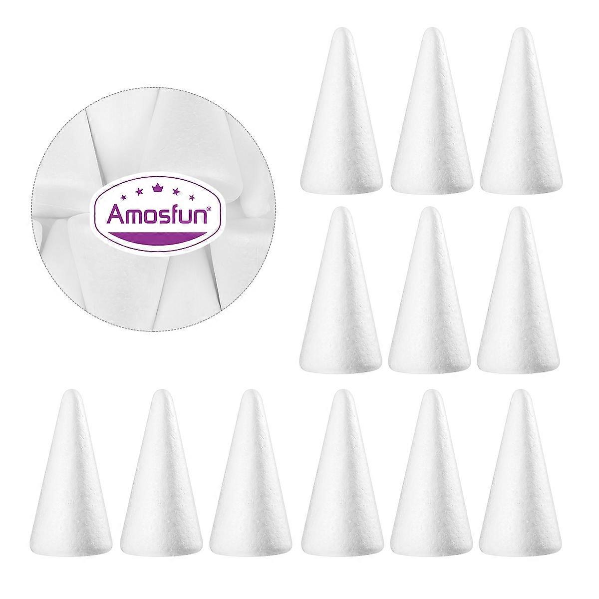 White Cone Foam Craft Accessories for Decoration 5Pcs Amosfun DIY Pack