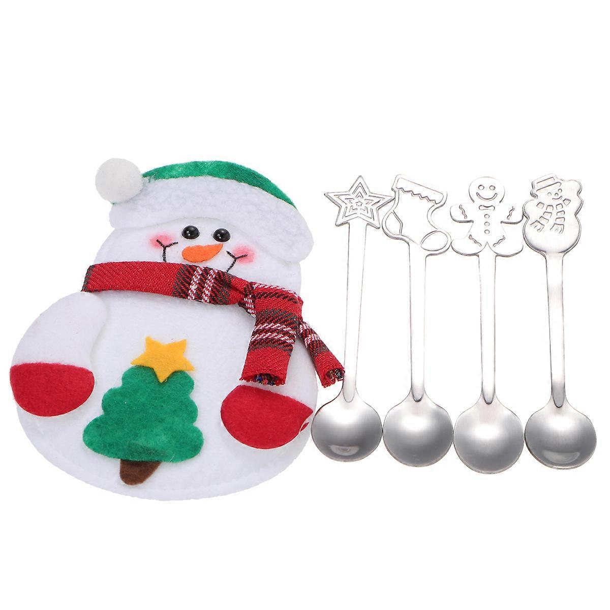 Table Stainless Steel Spoons for Christmas Use 4-Pieces Set with Bag