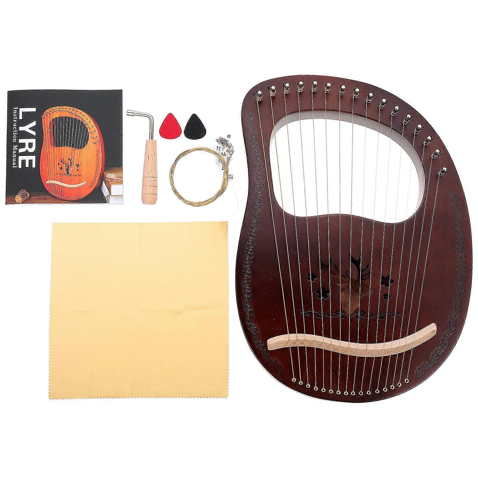 Wood Harp Ancient -Tone String Instrument For Students Lovers 39x26.5cm Sound Stability 2 Sets
