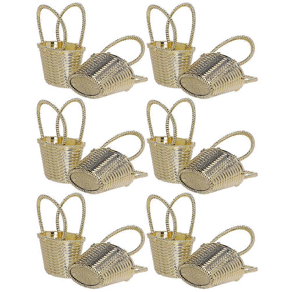 Golden Candy Basket Plastic Storage Box for Party 12Pcs Handheld