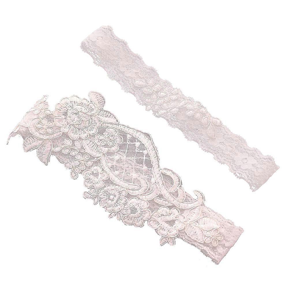 Floral Wedding Bride Lace Garter for Wedding 3Pairs White Elastic Thigh Bands