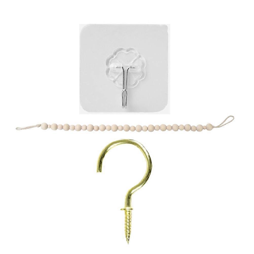 Wooden Bead Curtain Tiebacks for Curtains 5 Strings Khaki Balcony Decor