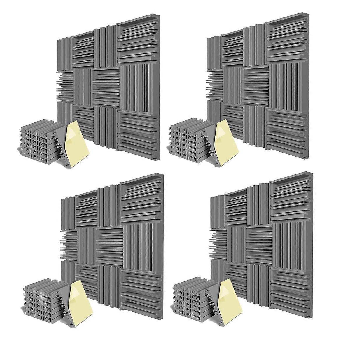 6 Pcs Self-Adhesive Acoustic Foam Panels, Grey