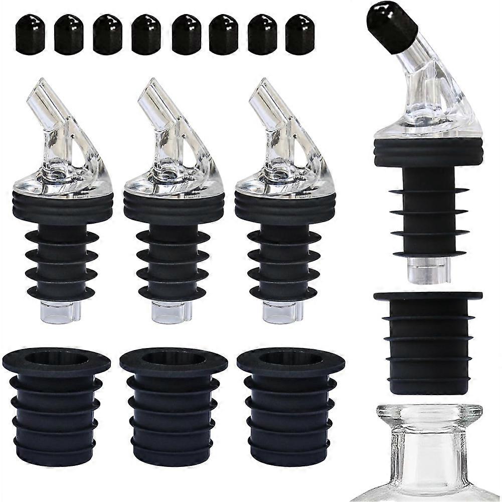 Olive Oil Pour Spout Set for Dispensers - Leak-Proof, Adaptable to Various Bottle Sizes, Includes 8 Black Lid Caps