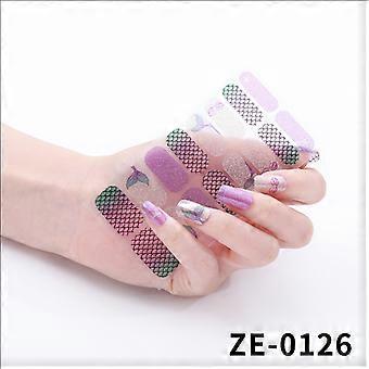 Nagelsticker Zwiebelpulver Nagelsticker Farbverlauf Cat Eye Sticker 16 Fingernagelsticker Flash ZE-0126 blankes Stück + Nagelfeile