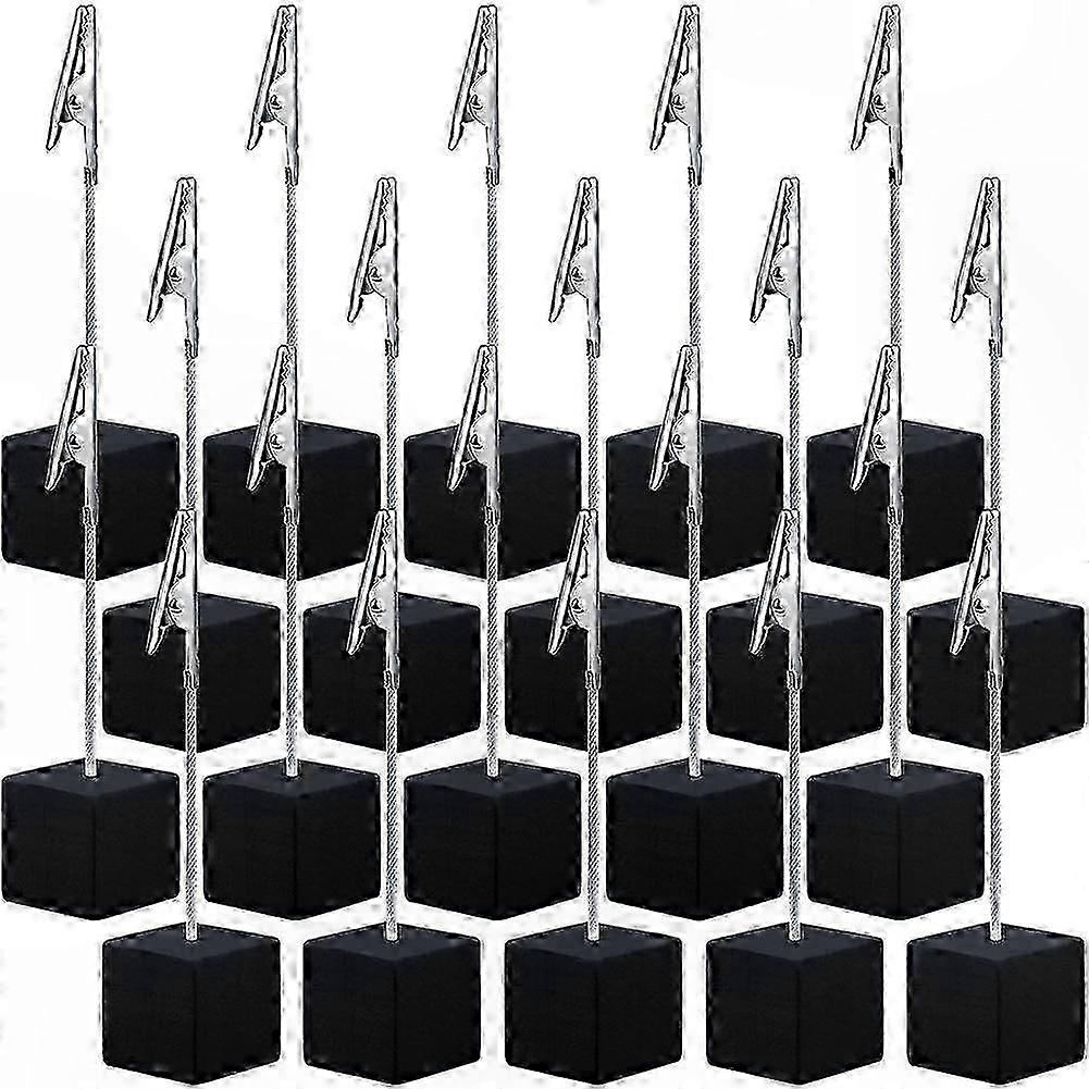 20-Pack Natural Wood Cube Memo Clip Holders with Alligator Clips for Table Number Cards and Note Organization Solutions
