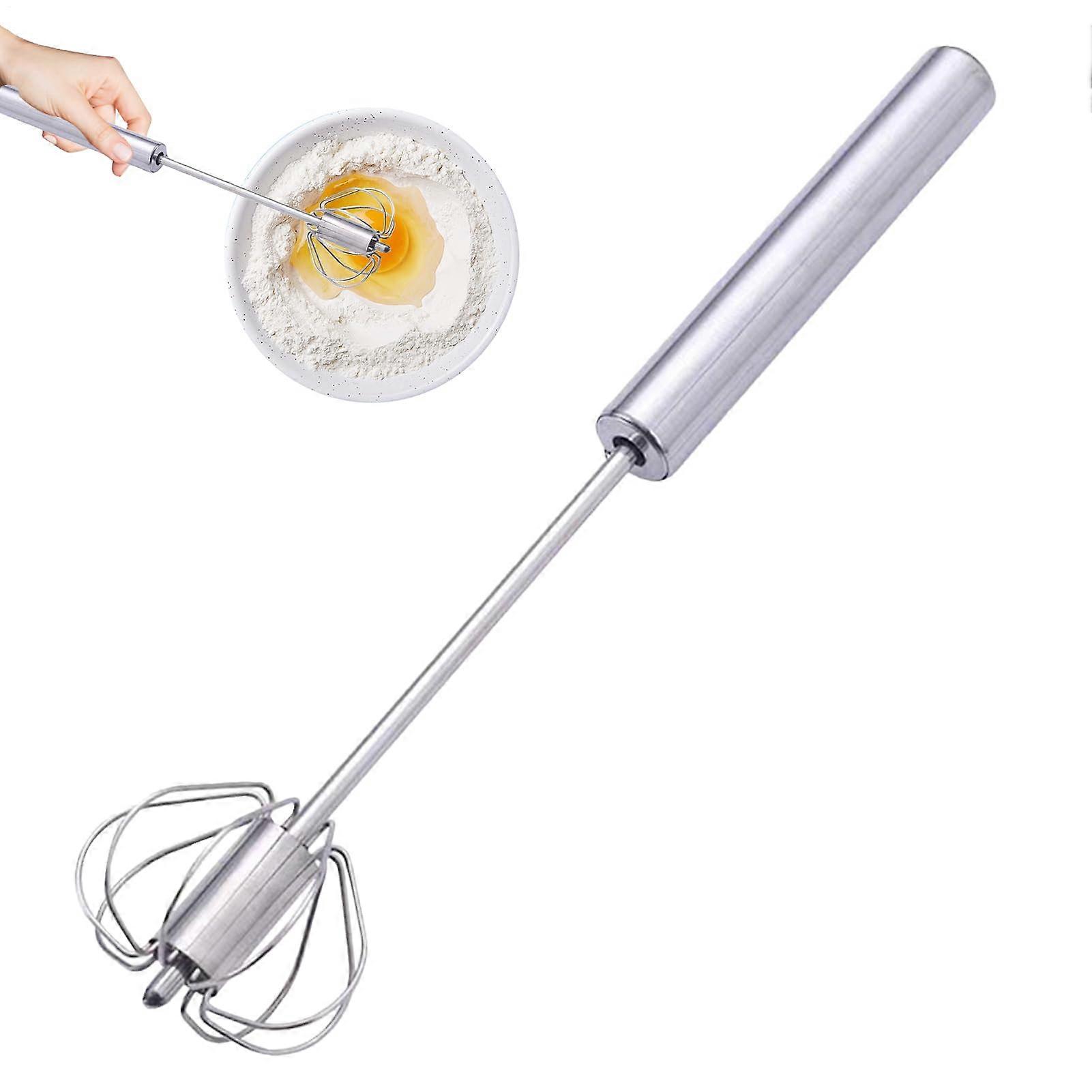 Whisk SemiAutomatic Rotating Hand Mixer Manual Egg Beater NonStick LongHandle For Milkshakes Whipped Cream
