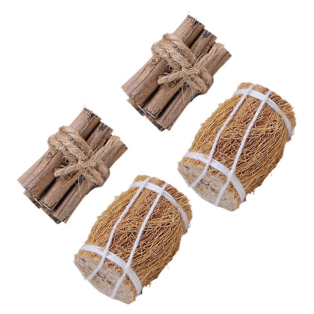 Mini Accessory Winter Doll Firewood Haystack Model Ornaments Decoration 2Sets