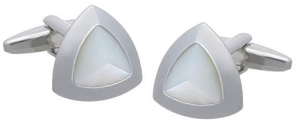 David Van Hagen Mother Of Pearl Angular Shaped Cufflinks - White/Silver