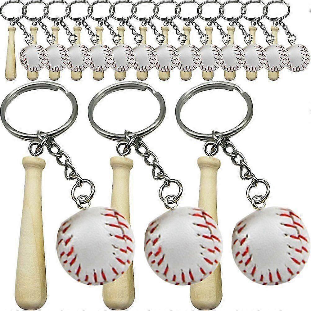 16pcs Baseball Keychains Bag Key Rings Purse Decoration Backpack Key Pendants
