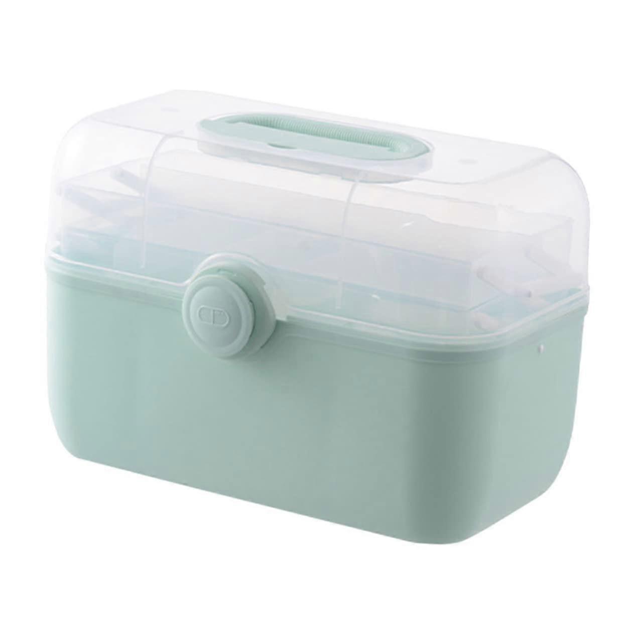 MultiLayer Medicine Storage Box With Lid, Medium Size, Light Cedar Green, Family LargeCapacity Home Organizer