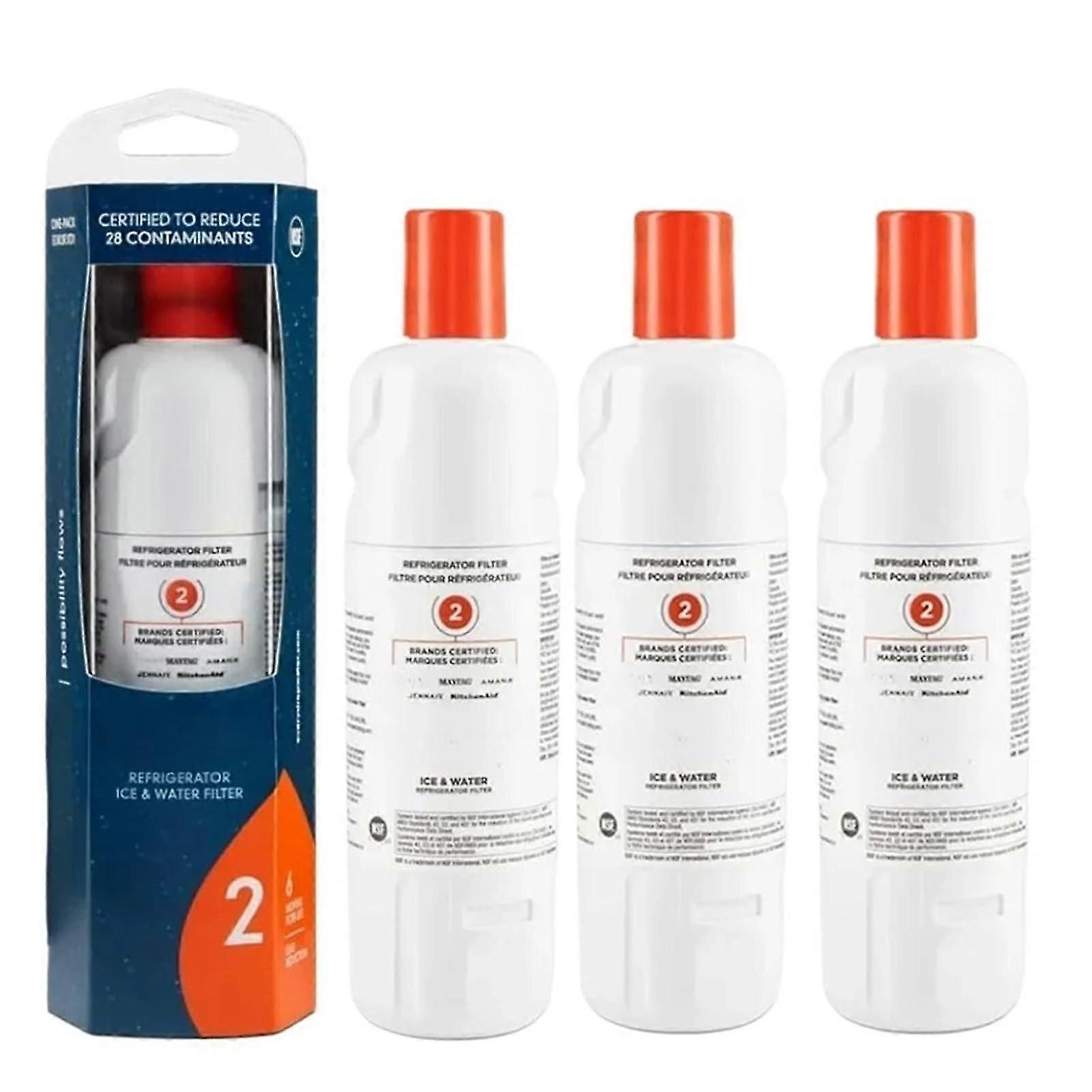 Set of 3 EDR2RXD1 Water Filters for Refrigerator, Compatible with Whirlpool, Filter 2 Elements W10413645A WRF989SDAB Water Filter, EDR2RXD1 3pcs