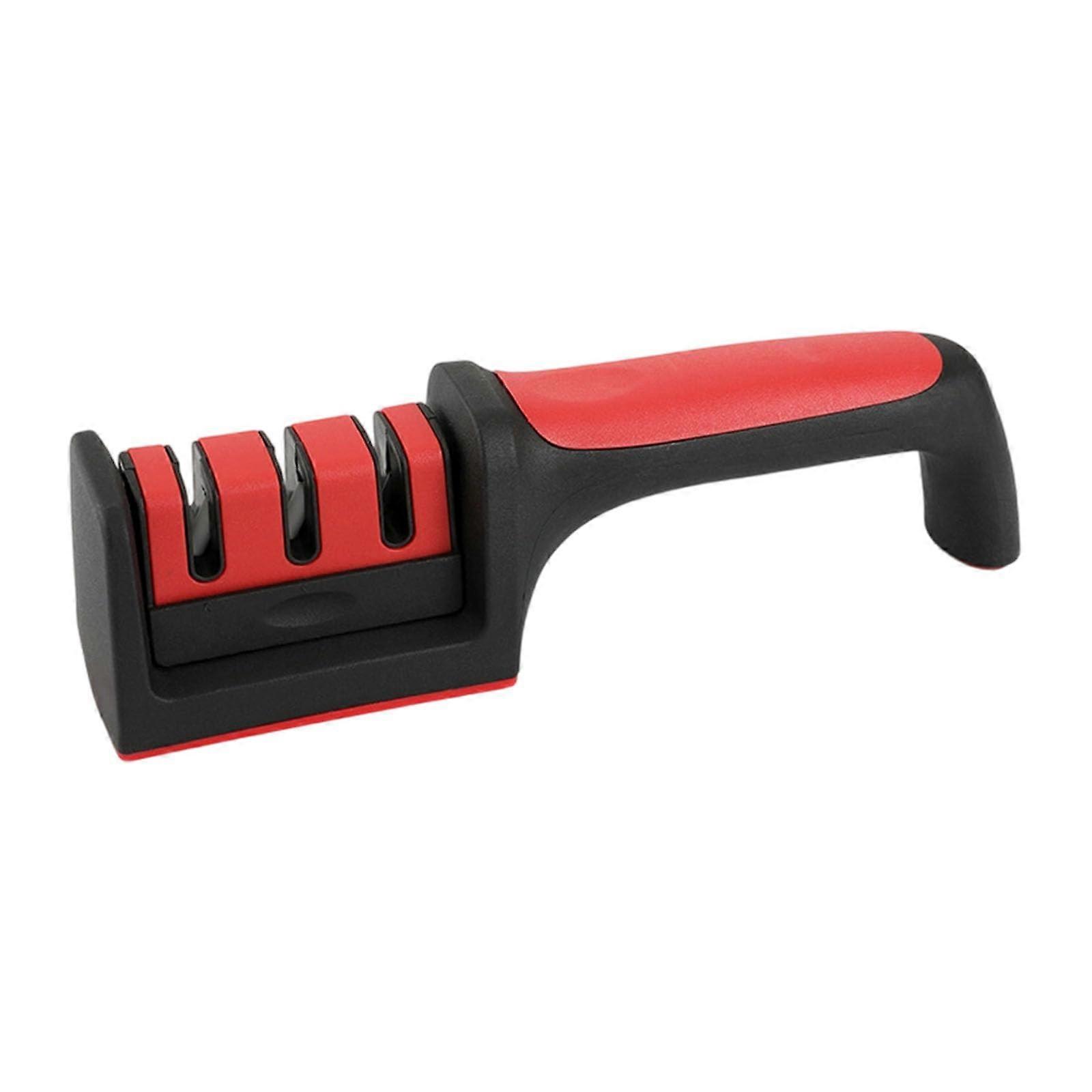 Household Ceramic Sharpener System, Secure Handle, Stable Base, Detachable Head, Red Head, Color Box Pack