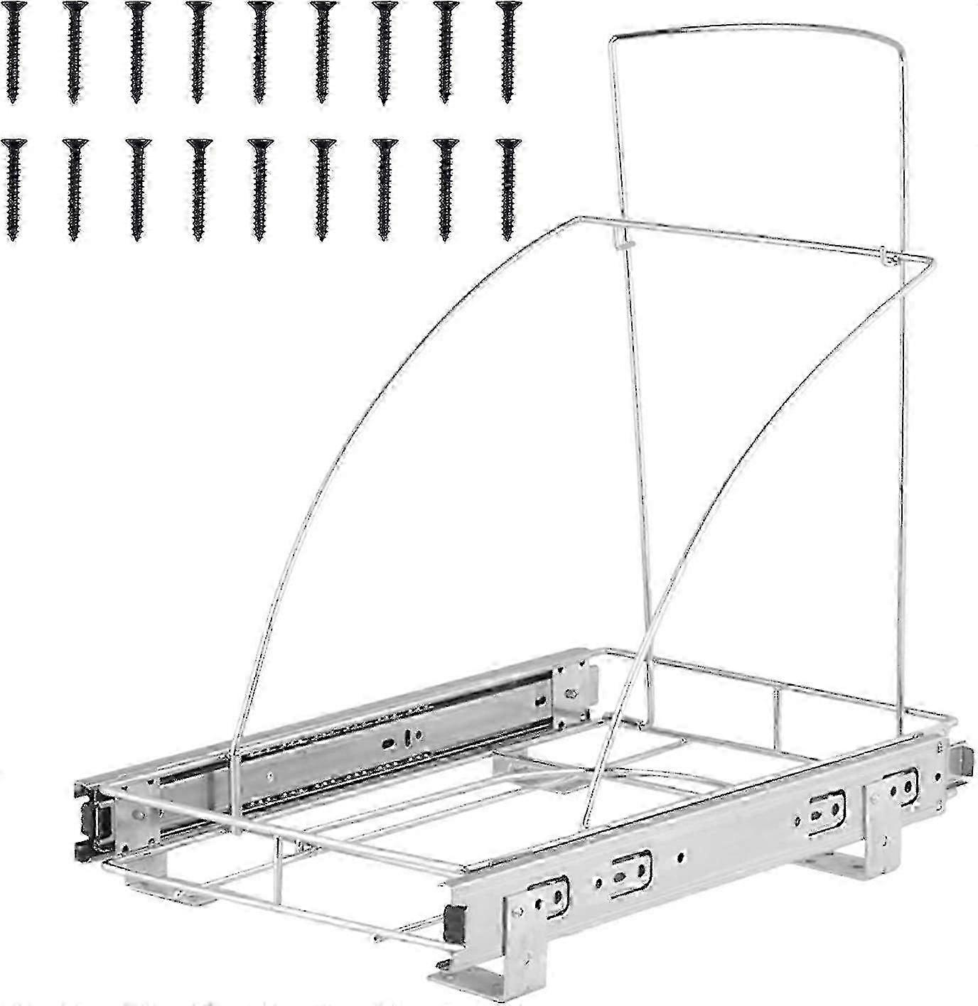 Under Cabinet Single Sliding Trash Can Rack - 7.6 Gallons Pullout Shelf For Garbage Bin Under Counter - Pull Out Trash Can Slides - Heavy-du