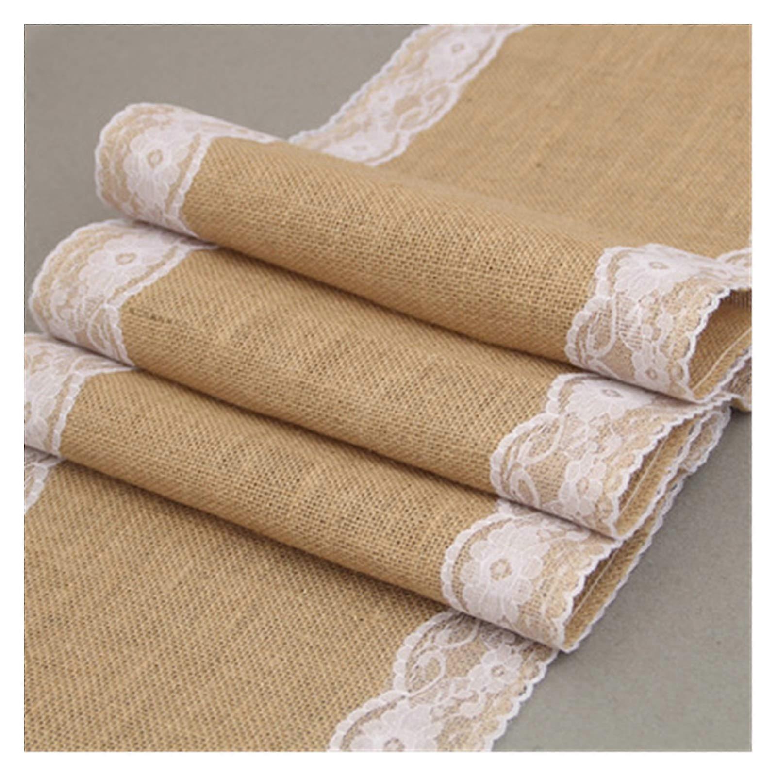 Table Runner Burlap Jute Linen Champagne Color 30x180cm For Dining Room And Restaurant Tables