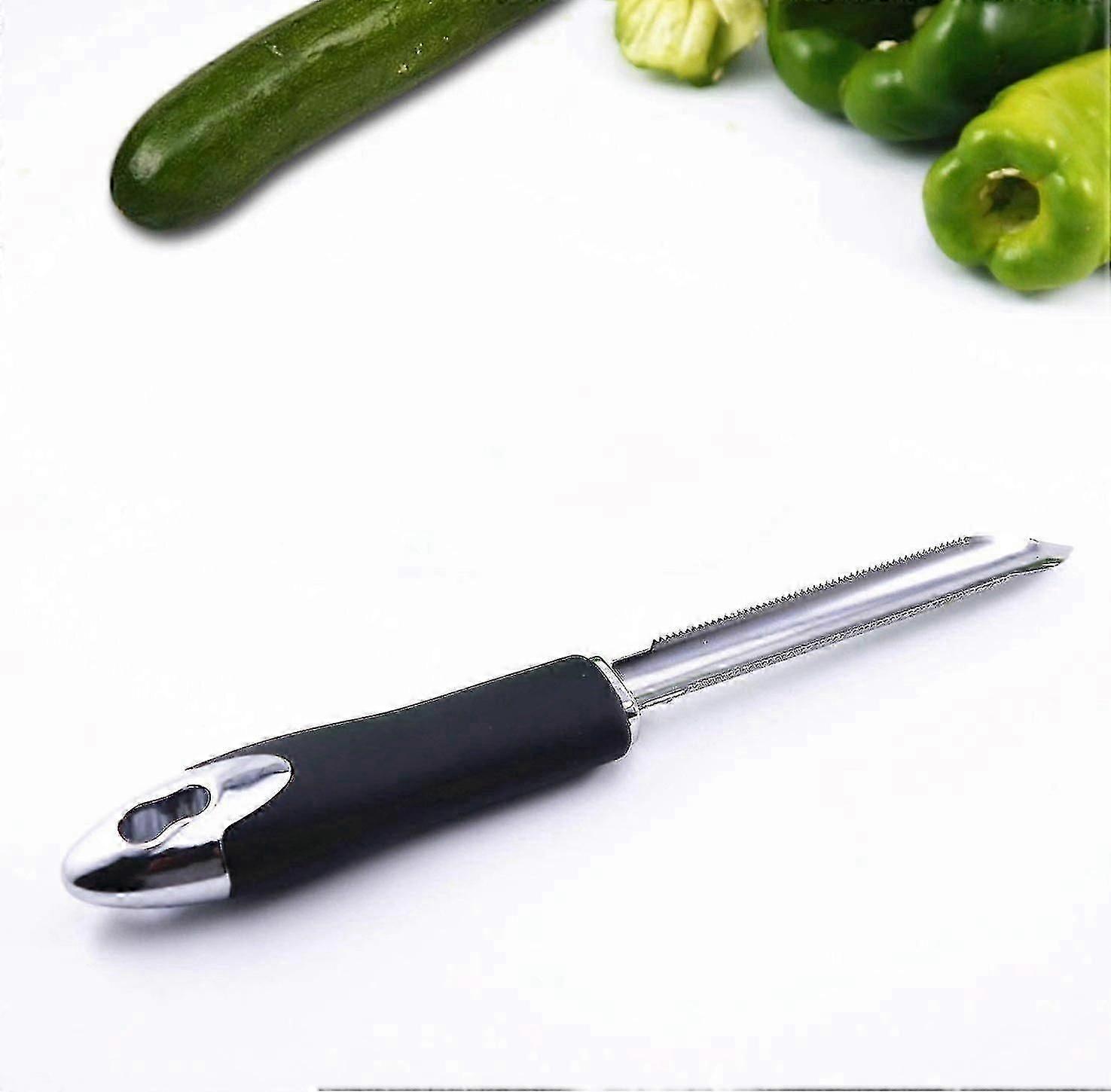 Multifunkční nástroj na vydírání zeleniny a ovoce pro cuketu, okurku, jalapeo chilli - odstraňovač semen a jader kuchyňský gadget, 1 ks černý