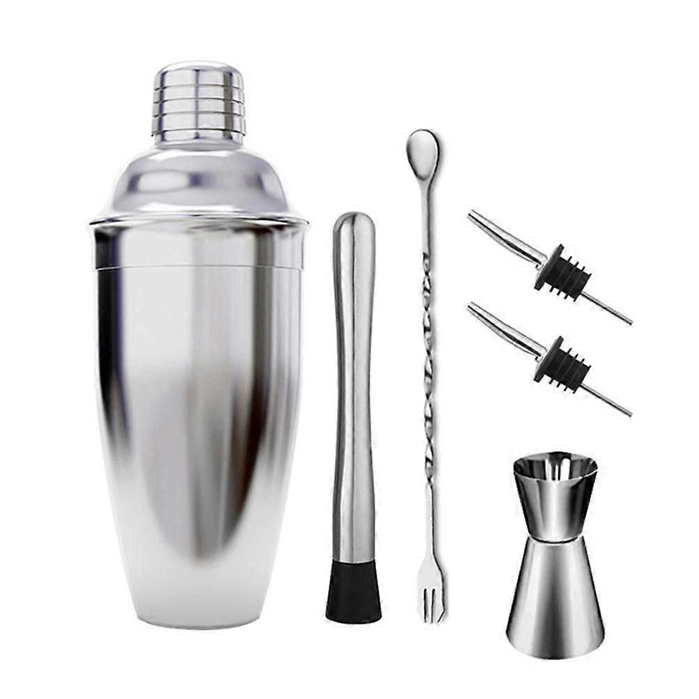 Cocktail Shaker Set 750ml Stainless Steel Bar Tool Kit, 6pcs Bartender Set for Home Party Mixing