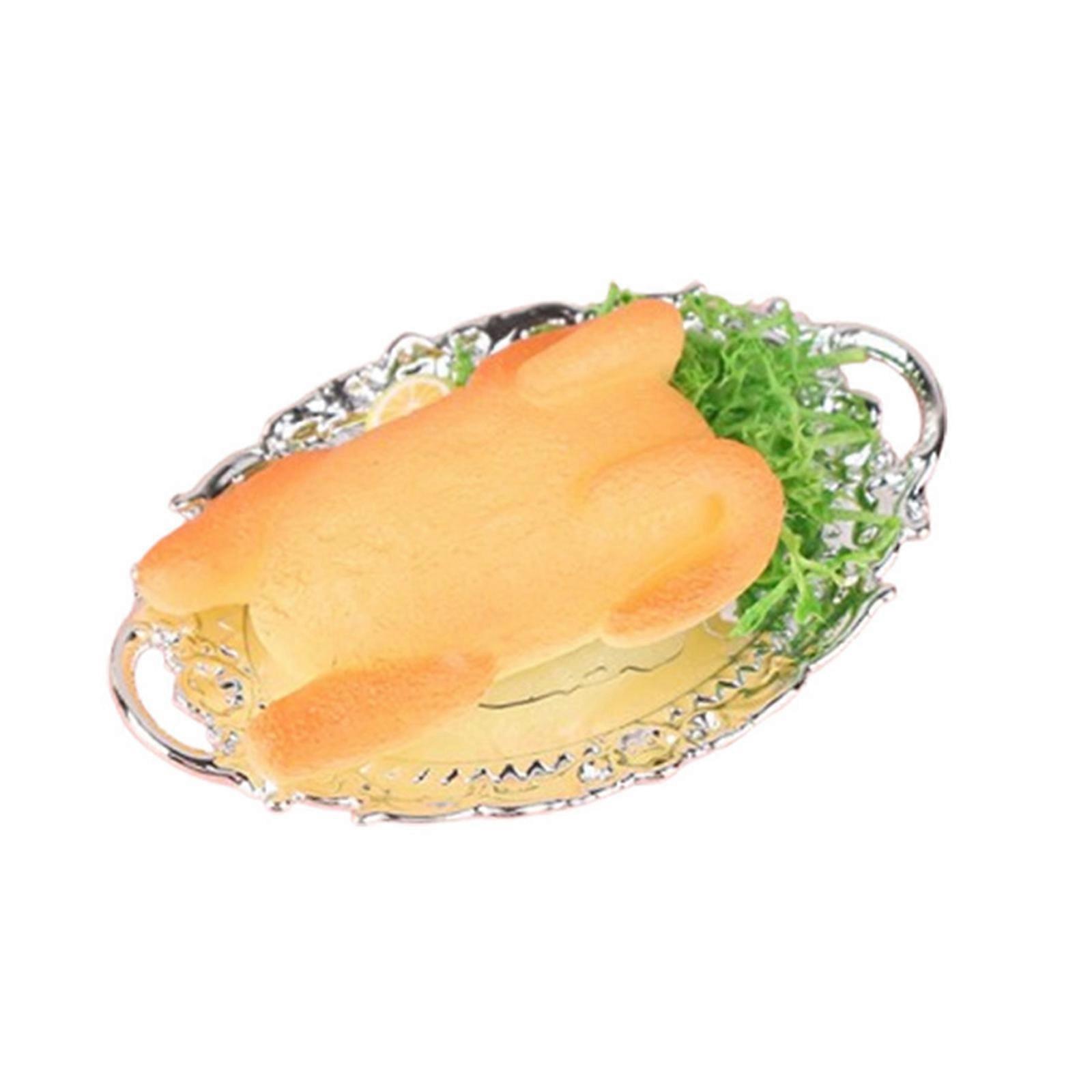 Christmas Turkey Roasting Miniature Model 1/12 Scale Kitchen Addition With Realistic Tableware Arrange Multicolor