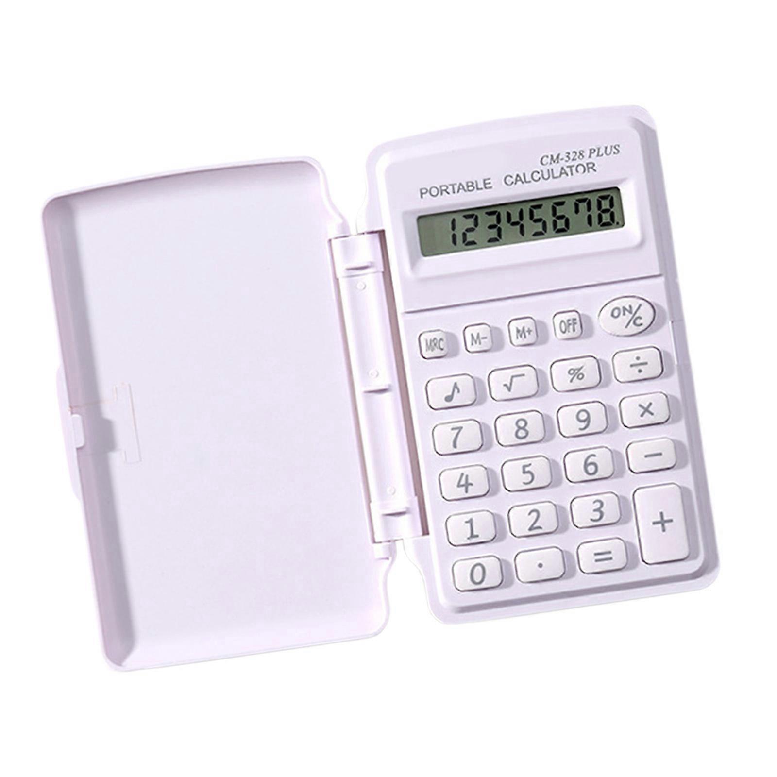 Student Friendly Lid Mini Calculator In Pastel Color With Impact Resistant ABS Body And Math Tool  White