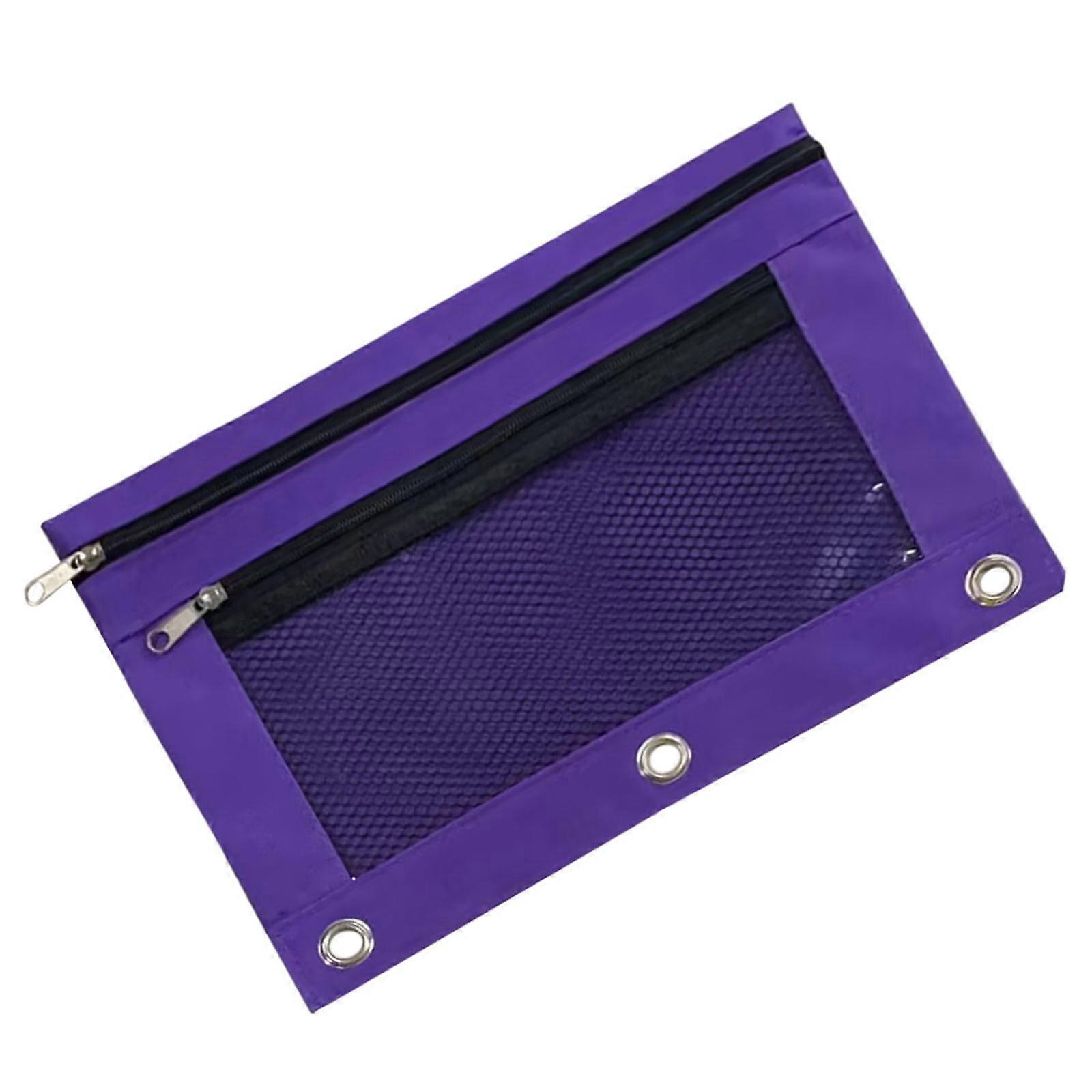 WinysinPencil Case With Transparent Window, Stationery Bag, Binder, Classroom Storage Bag (Single Zipper).Purple