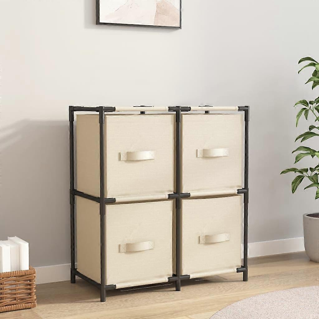 Commode avec 4 corbeilles en tissu acier 63×30×71 cm