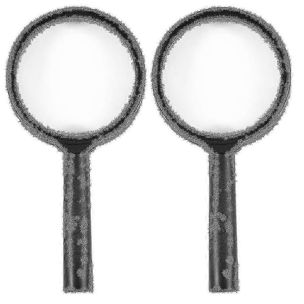2x Handheld Black Plastic Frame 40mm Lens 3x Magnifier Magnifying