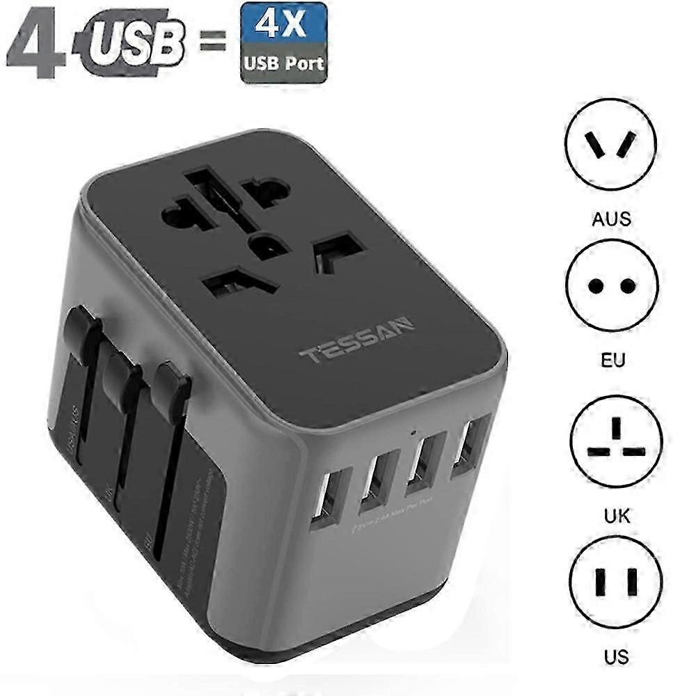 travel adapter worldwide with 3 USB and 1 USB C for EU AUS USA