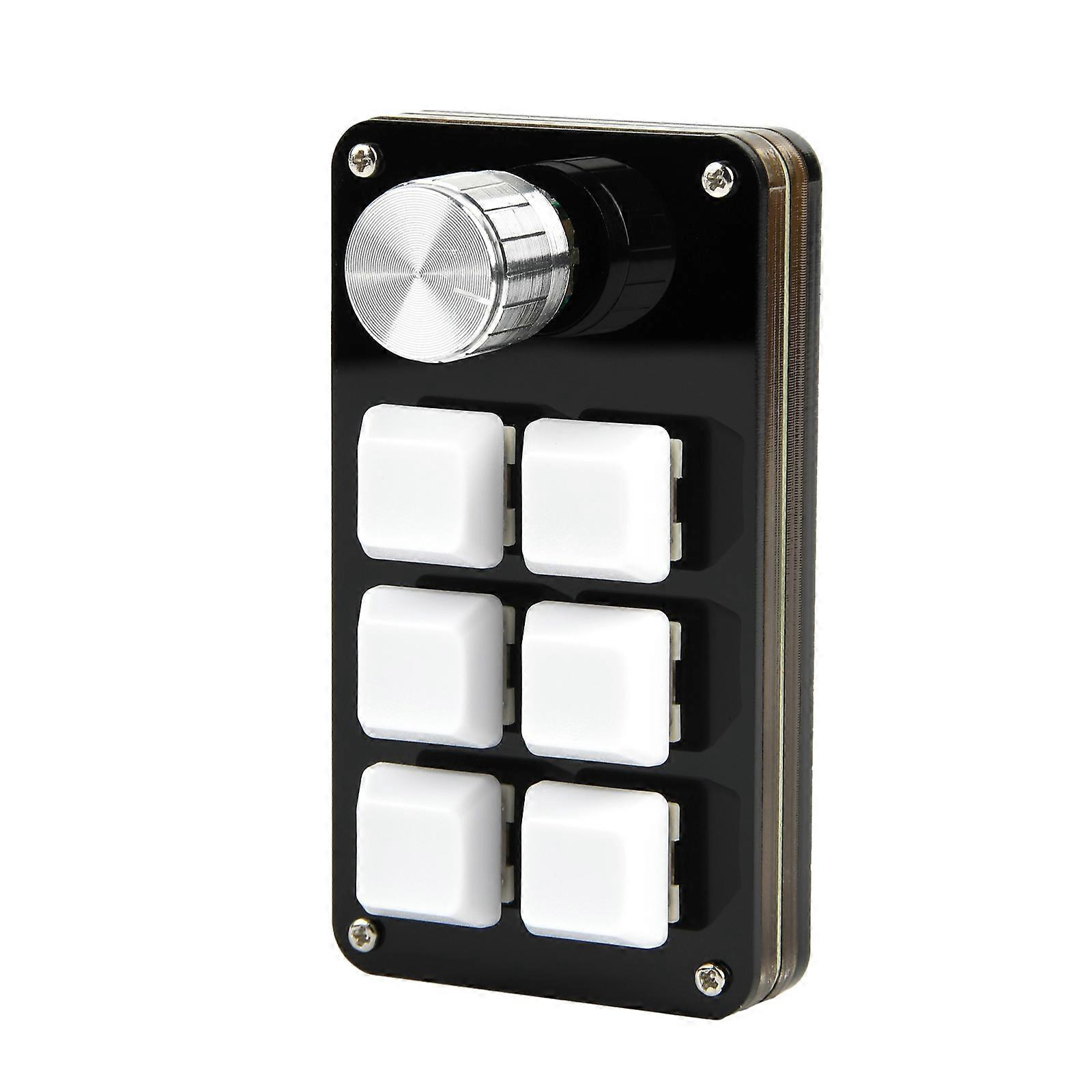 6 Key 1 Knob Mini Macropad Portable Mini Mechanical Keyboard with Backlit for Gamers, Video Editor and Programmable Multicolor