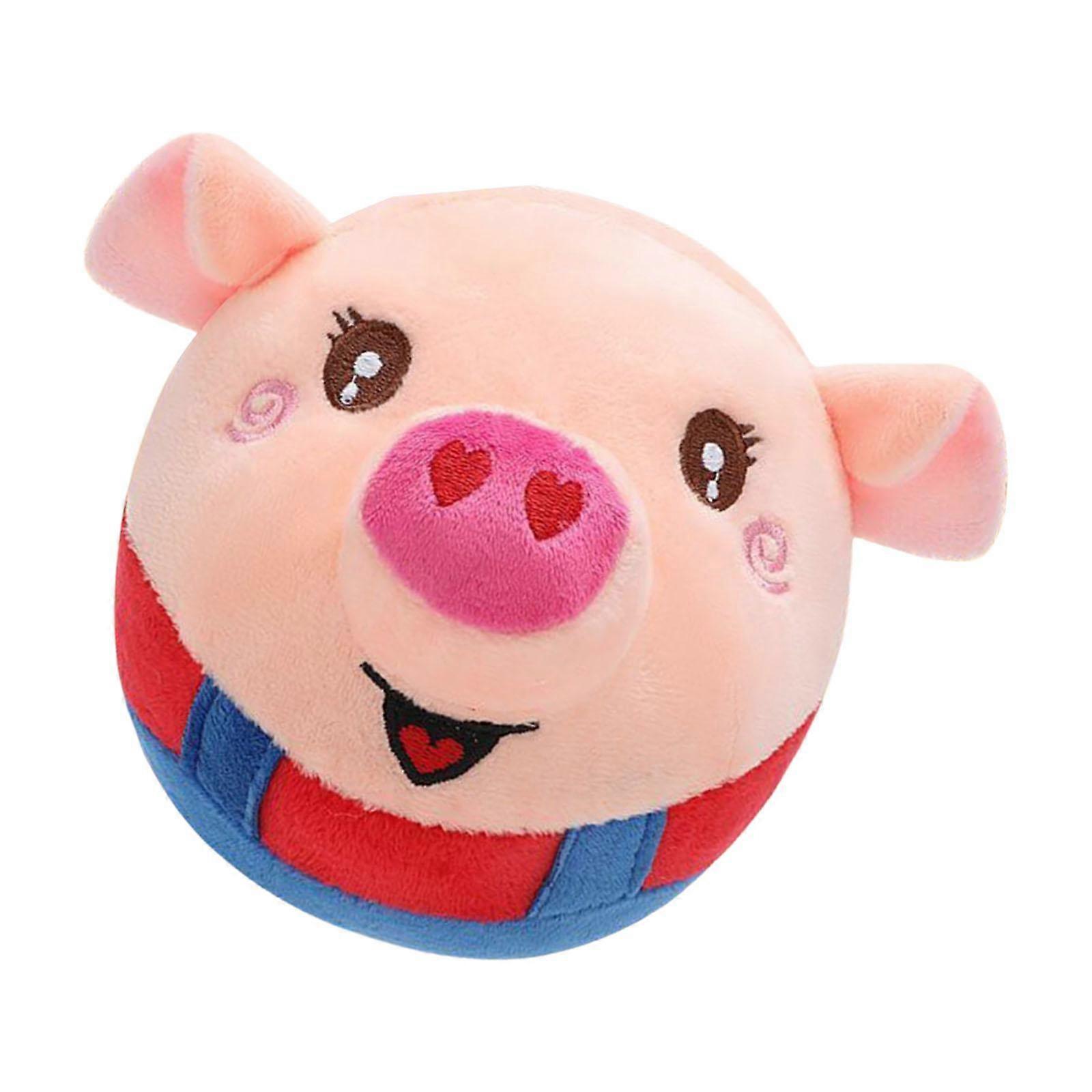 Interactive Bouncing Piggy Dog Toy Vibrating Plush for Medium Dogs with Sound and Shake Rechargeable Toy  Red Pig