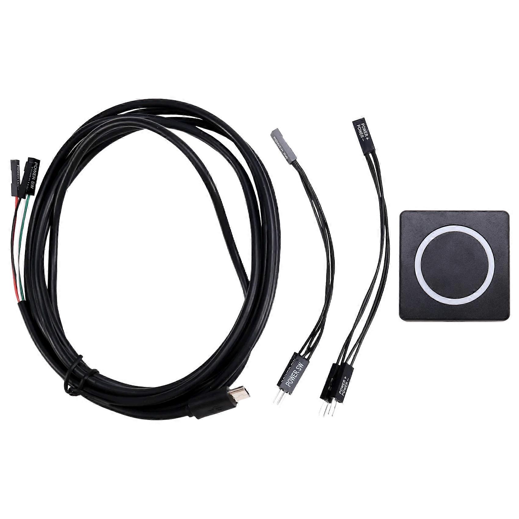 PC Power Button Desktop Power Switch PC External Start Power on/Off Button Magnetic Self-Reset Button Metal Shell RGB