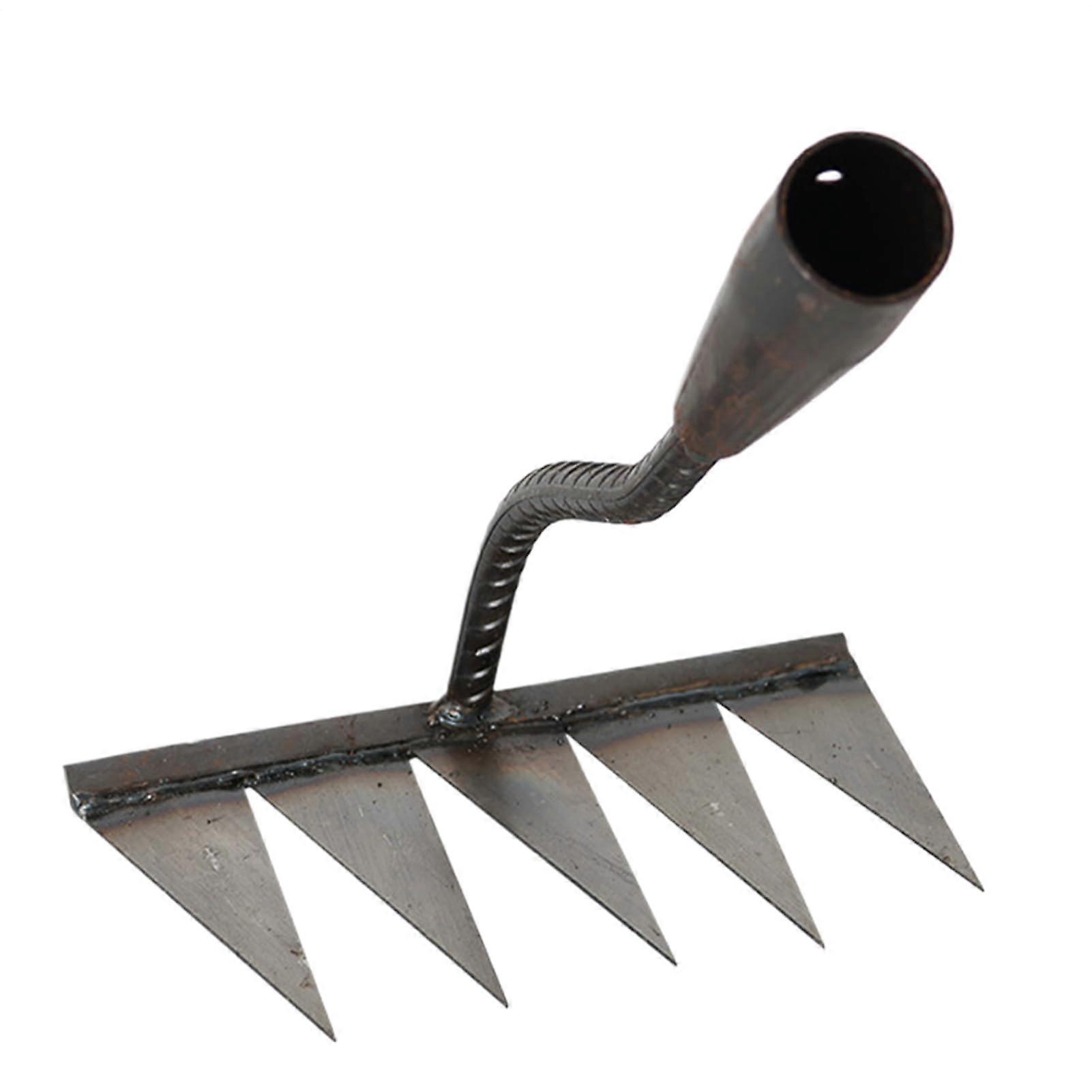 Garden Rake Carbon Steel Heavy Duty Weeding Tool with Adjustable Handle for Lawn and Garden