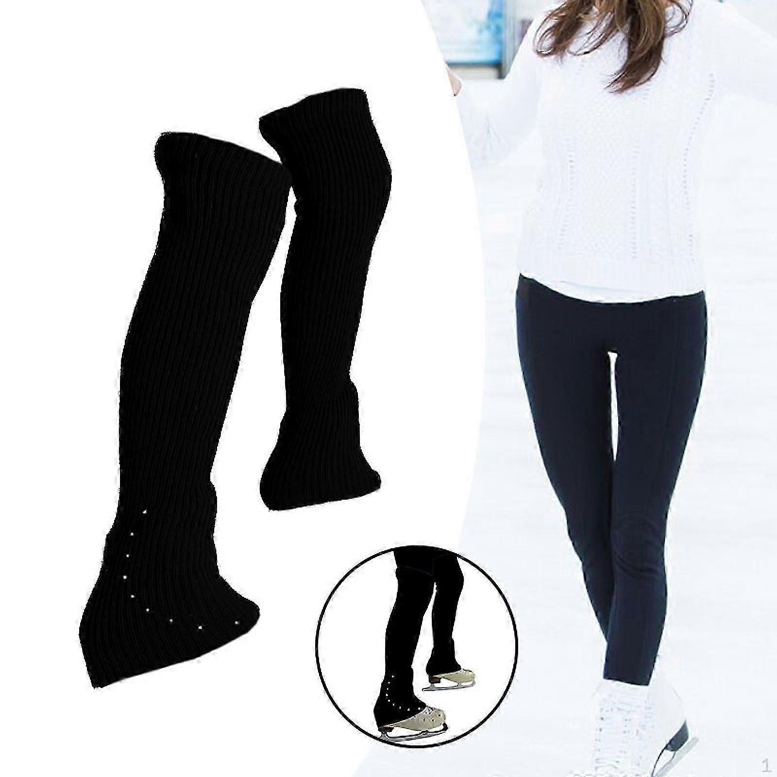 Eiskunstlauf Beinstulpen Hohe Fußlose Socken Weich Leicht Mode Dekor Gestrickt Lang